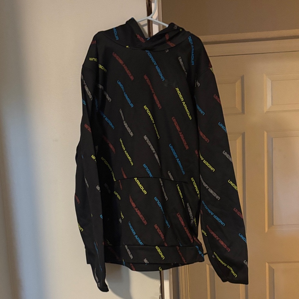 Under Armour Black Hoodie with Multicolor Logo Accents